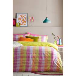 Furn Neola Abstract Striped Reversible Duvet Cover Pink, Multicolour