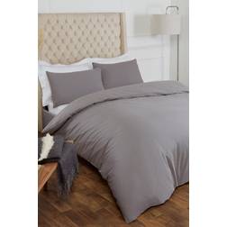 Highams 100% Pure Cotton with Pillow Case Dye Duvet Cover Silver, Grey