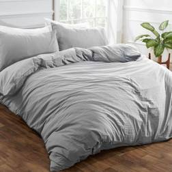 Brentfords Washed Linen Funda nórdica Plata, Gris (198x198cm)