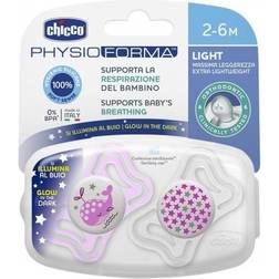 Chicco Physio Light Boy Night dummy 2-6 m 2 pc