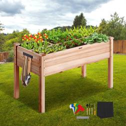 VEVOR Fioriera Rialzata Da Giardino Esterno Con Ripiano In Legno 120 x 58 x 76 cm