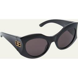 Balenciaga Black Hourglass Sunglasses 001 Black/Black/Grey