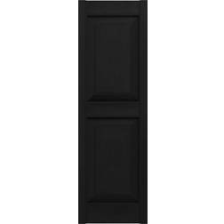 Ekena Millwork Builders Edge 12 in. x 75 in. Raised Panel Vinyl Exterior Shutters Pair in Black