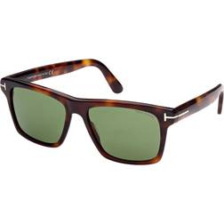 Tom Ford Men's Buckly Square Sunglasses, 56mm Havana/Green