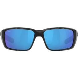 Costa Del Mar Men's Fantail Pro Polarized Rectangular Sunglasses, Tiger Shark/Blue Mirrored