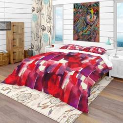 Design Art 'Imprints of Wine Bottles' Bohemian Eclectic Duvet Cover Red, Multicolor