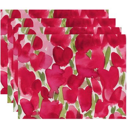 E by Design Simply Daisy Tulip Blossom 18x14 Place Mat Pink