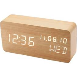 Pokanic wood digital alarm clock desk time datemm dd yy day of the week t