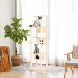 vidaXL Albero Per Gatti Con Tiragraffi In Sisal Crema 169 cm