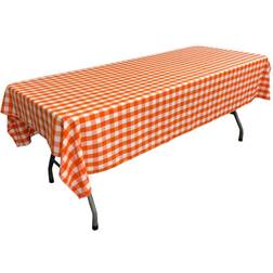 LA Linen Gingham Checkered Tablecloth White, Orange