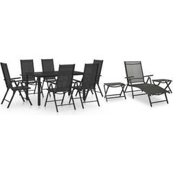 vidaXL Salle À Manger de Jardin 10 pcs Noir et Anthracite Black Ensemble repas de patio