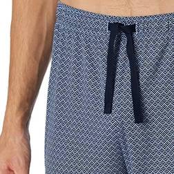 Schiesser Long Fine Interlock Collar Pyjamas - Navy/Blue