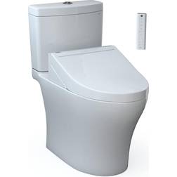 Toto WASHLET Aquia IV Two-Piece Elongated Universal Height Dual Flush 1.28 and 0.9 GPF Toilet and WASHLET C5 Bidet Seat, White MW4463084CEMFGN#01