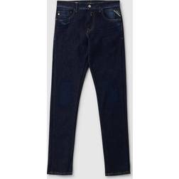 Replay Mens Mickym Recycled Hyperflex Jeans In Dark Navy