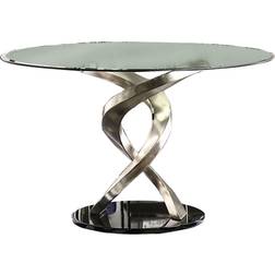 Benjara Contemporary Round Swirl Dining Table