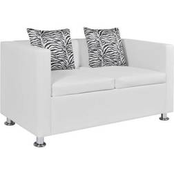 vidaXL 2-Personers Kunstlæder Hvid Sofa 3 personers