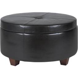 Saltoro Sherpi Leatherette Single Button Foot Stool