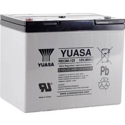 Yuasa REC80-12 Blybatteri 12 V 80 Ah Blyfleece B x H x T 259 x 212 x 168 mm M6 skruetilslutning Lav selvafladning, Let at vedligeholde, Cyklusstabilt