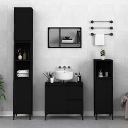 vidaXL Armario De Baño Madera Contrachapada Negro 65x33x60 cm