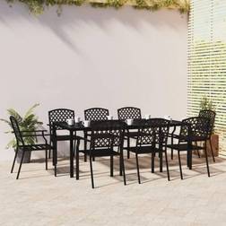 vidaXL À Manger Jardin 9 pcs Anthracite Acier Ensemble repas de patio