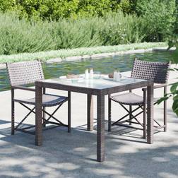 vidaXL Table De Jardin Tempered Glass And Poly Rattan Brown