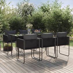 vidaXL 7-tlg Garten-Essgruppe Schwarz Essgruppe, 1 Tisch einschl. 6 Stühle