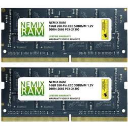 Ram 32gb kit 2x16gb ddr4-2666 pc4-21300 ecc sodimm 2rx8 memory upgrade by nemix