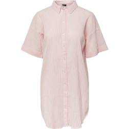 Pieces Women's Pcterra Ss Long Shirt - Cloud Dancer