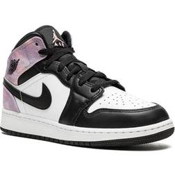 Nike Air Jordan 1 Mid SE GS - Black/White/Amethyst Wave/Bleached Coral