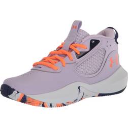 Under Armour Grade School Lockdown Basketball Shoe, 500 Nebula Purple/Sonar Blue/Orange Blast, Big Kid