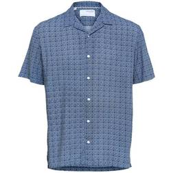 Selected Patterned Short Sleeve Shirt - Dark Navy