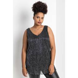 Curve Metallic Plisse Vest Top in Silver