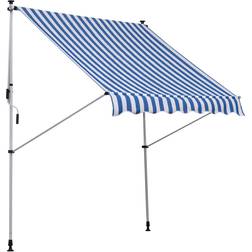 OutSunny Markise Gelenkarmmarkise Klemmmarkise Höhenverstellbar Blau+Weiß 200