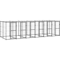 vidaXL Outdoor Dog Kennel Steel with Roof 14.52 m? Puppy Enclosure Cage