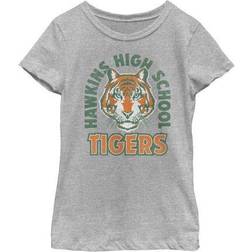 Netflix Girl Stranger Things Retro Hawkins High School Tigers Graphic Tee Athletic Heather