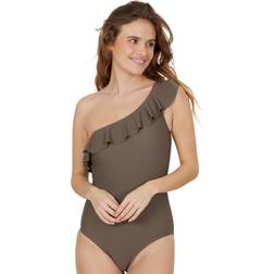 Athlecia One Shoulder Swimsuit - Major Brown