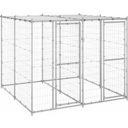 vidaXL Outdoor Dog Kennel Galvanised Steel with Roof 4.84 Cage