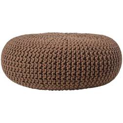 Homescapes Grand Rond Tressé En Tricot Chocolat Pouf