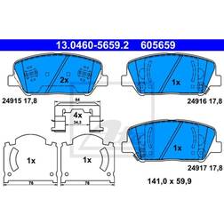ATE 13.0460-5659.2 Jeu de Plaquettes de Frein Avec Tôle Anti-Bruit Avec Accessoires