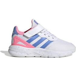 Adidas Kid's Nebzed Elastic Lace Top Strap - Cloud White/Blue Fusion/Beam Pink