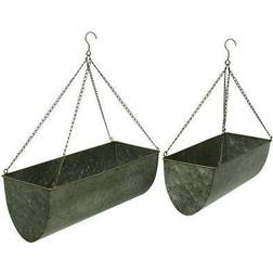 Galvanized Metal Set Of 2 Trough Planters X 20 X