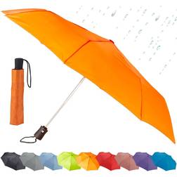 Lewis N. Clark Automatic Travel Umbrella Orange