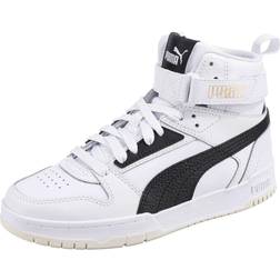 Puma Rebound Game Sneakers für Jugendliche Schuhe, Gold/Schwarz/Weiß Größe: 38.5, Schuhe