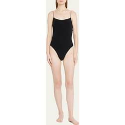 Toteme Black Smocked One-Piece Swimsuit