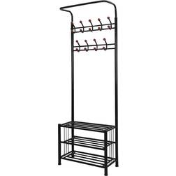 Newhome Metal Entryway Coat Hall Tree 3-Tier Shoe Rack