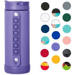 Elemental Iconic Pop Fidget Kids Water Bottles Triple Wall Vacuum Insulated Stainless Steel Leak Proof with Straw Lid 14oz Lavender