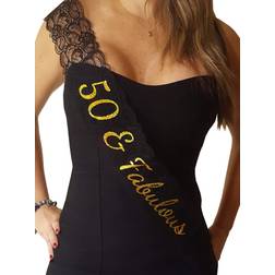 50 & Fabulous Lace Sash: 50th Birthday Sash Black