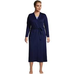 Women's Lands' End Supima Cotton Long Robe, Medium, Blue