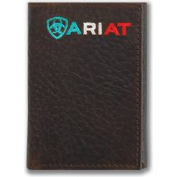 Ariat western mens trifold wallet mexico flag logo brown