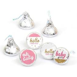 Hello Little One Pink & Gold Party Round Candy Sticker Favors 1 sheet of 108 Pink Pink